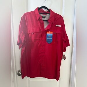 Habit Men's Red Casual Button Down Shirt
